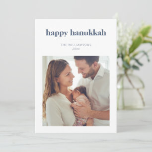 Modern Minimalist Hanukkah Photo Letter Message Holiday Card