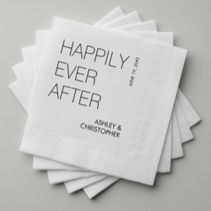 Modern Minimalist "Happily Ever After" Wedding Napkins