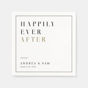 Modern Minimalist Happily Ever After Wedding Napkins