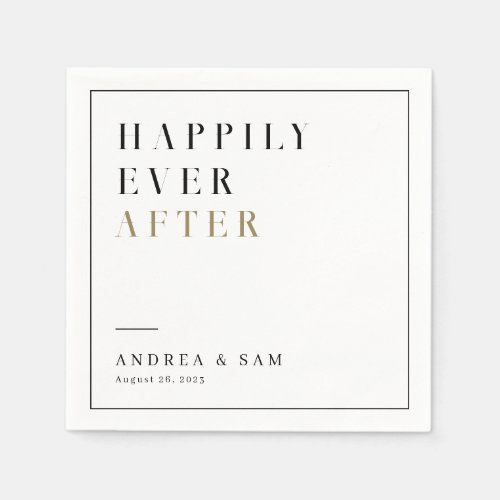 Modern Minimalist Happily Ever After Wedding Napkins