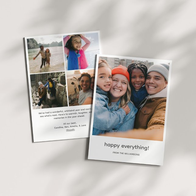 Modern Minimalist Happy Everything Photo Collage Holiday Card (Creator Uploaded)