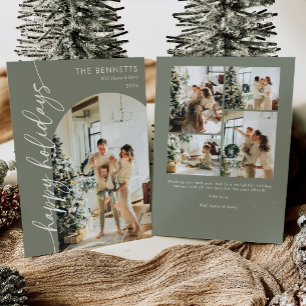Modern Minimalist Happy Holidays Arch Photo Holiday Card