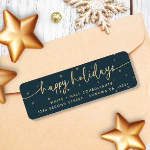 Modern Minimalist Happy Holidays Business Label