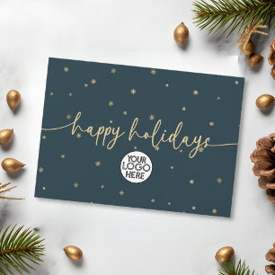 Modern Minimalist Happy Holidays Business Logo Holiday Card