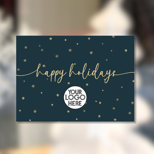 Modern Minimalist Happy Holidays Business Logo  Window Cling (Creator Uploaded)