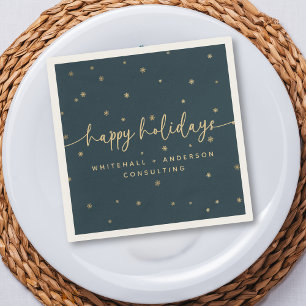 Modern Minimalist Happy Holidays Business Name Napkins