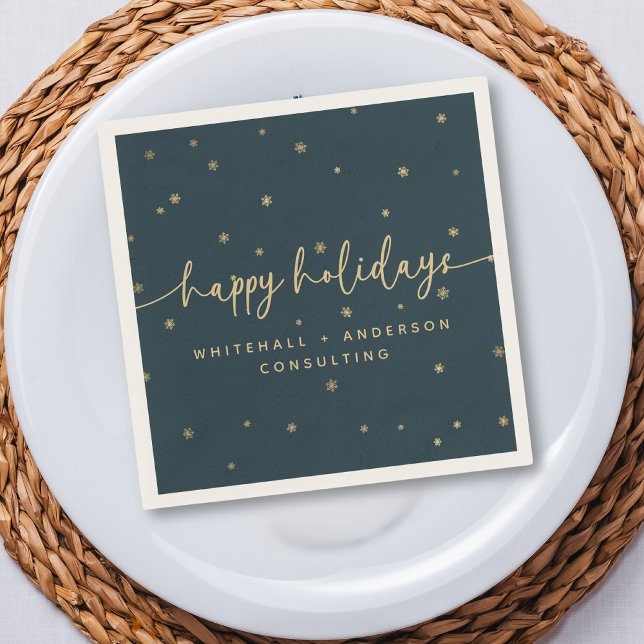 Modern Minimalist Happy Holidays Business Name Napkins (Creator Uploaded)