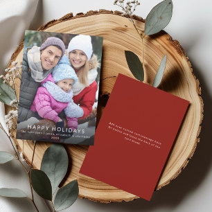Modern Minimalist Happy Holidays Family Photo Card