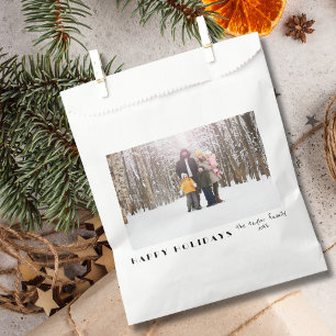 Modern Minimalist Happy Holidays Photo Favor Bag