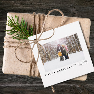 Modern Minimalist Happy Holidays Photo gift Favor Tags