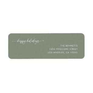 Modern Minimalist Happy Holidays Return Address Label