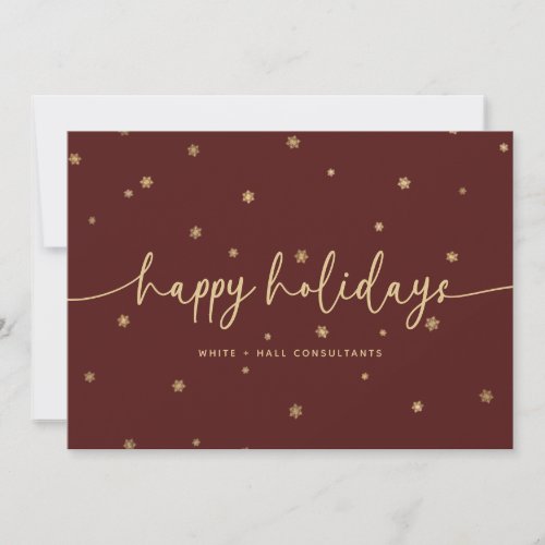 Modern Minimalist Happy Holidays Script Business Holiday Card