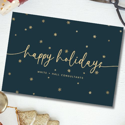 Modern Minimalist Happy Holidays Script Business Holiday Card