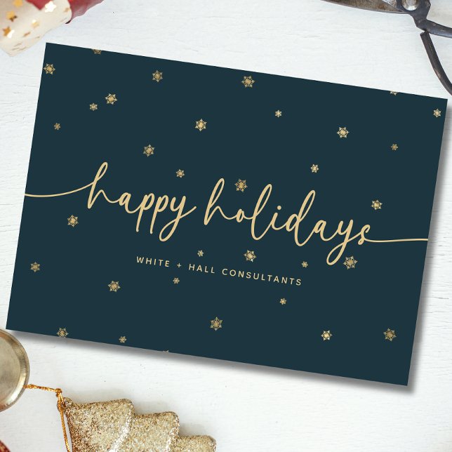 Modern Minimalist Happy Holidays Script Business Holiday Card (Creator Uploaded)