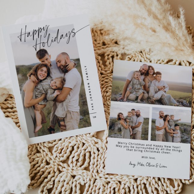 Modern Minimalist Happy Holidays Script Christmas Holiday Card (Creator Uploaded)