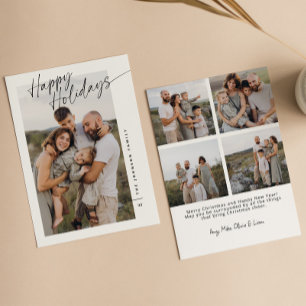 Modern Minimalist Happy Holidays Script Christmas Holiday Card