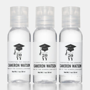 Modern Minimalist Hat and Tassel Graduation Hand Sanitizer