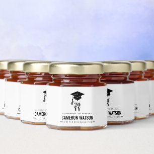 Modern Minimalist Hat and Tassel Graduation Honey Jar Favors