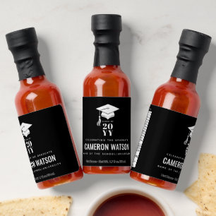 Modern Minimalist Hat and Tassel Graduation Hot Sauces