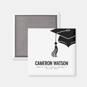 Modern Minimalist Hat and Tassel Graduation Magnet