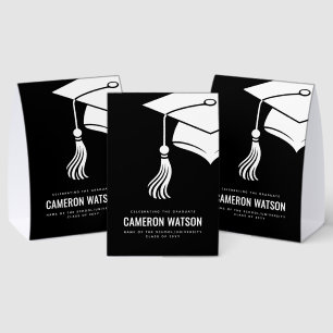 Modern Minimalist Hat and Tassel Graduation Paper Table Tent