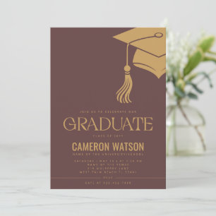 Modern Minimalist Hat and Tassel Graduation Party Invitation