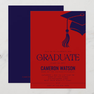 Modern Minimalist Hat and Tassel Graduation Party Invitation