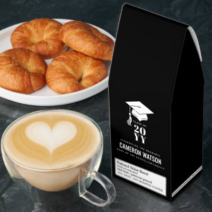 Modern Minimalist Hat and Tassel Graduation Roasted Coffee