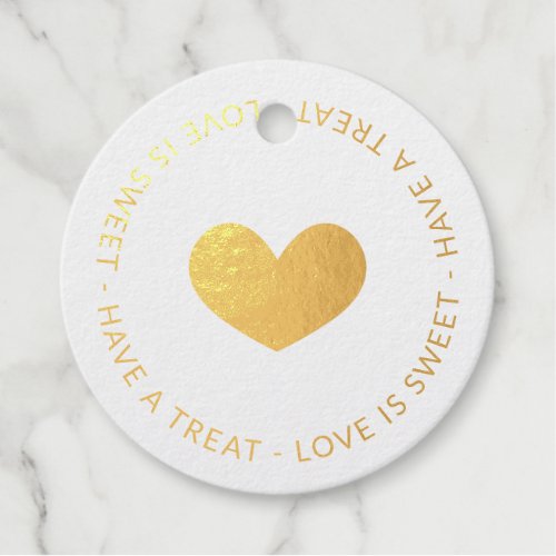 Modern Minimalist Heart Love is Sweet Foil Favor Tags