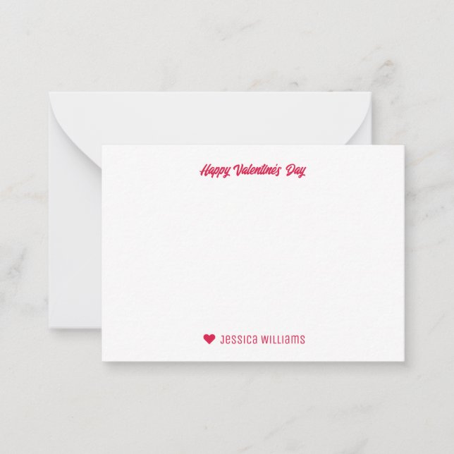 Modern Minimalist Heart Pattern Valentine's Day Note Card (Front)