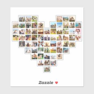Modern Minimalist Heart Shaped Photo Collage Sticker