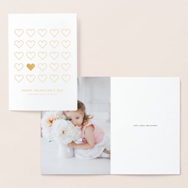 Modern Minimalist Hearts Pattern Valentine's Day Foil Card (Display)
