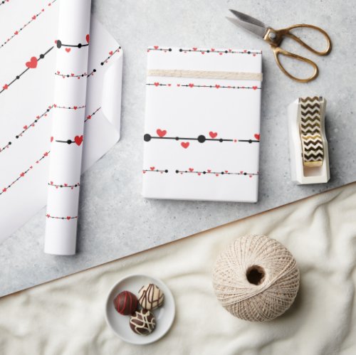 Modern Minimalist Hearts Wrapping Paper