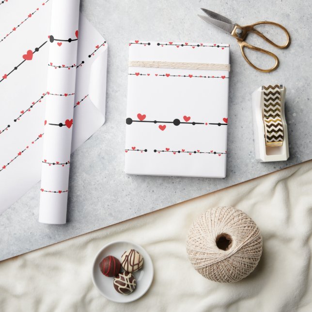 Modern Minimalist Hearts Wrapping Paper (Crafts)
