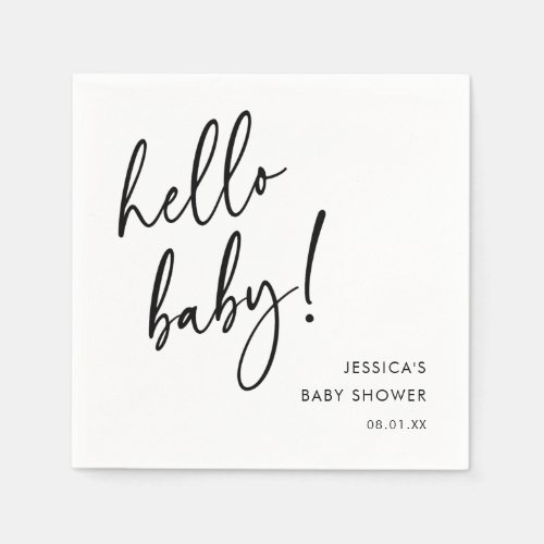 Modern Minimalist Hello Baby Shower Napkins