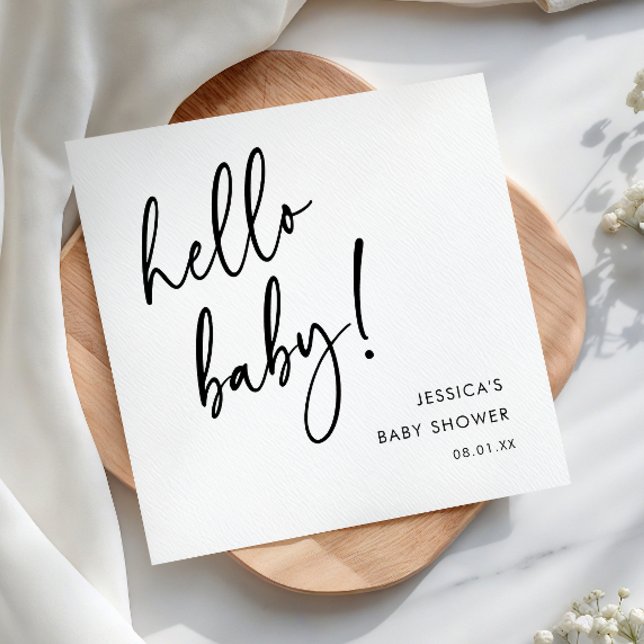 Modern Minimalist Hello Baby Shower Napkins (Creator Uploaded)