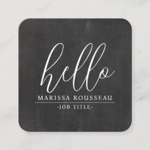 Modern Minimalist Hello Gray Black QR Code Square Business Card