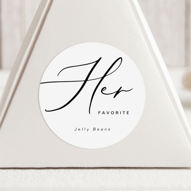Modern Minimalist Her Favorite Favor Round Sticker (Creator Uploaded)
