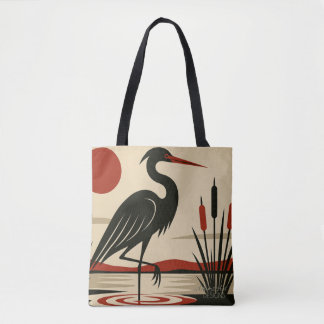 Modern Minimalist Heron by the Lake Tote Bag