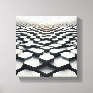 Modern Minimalist Hexagonal Matrix - Abstract 3D  Canvas Print
