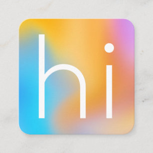 Modern minimalist "hi" colorful ombre gradient square business card