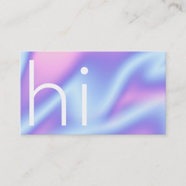 Modern minimalist HI hollographic purple and pink Business Card (Front)