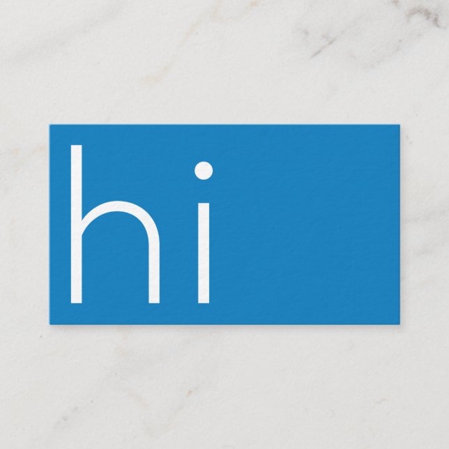 Modern minimalist HI - my name is design - aqua Business Card (Front)