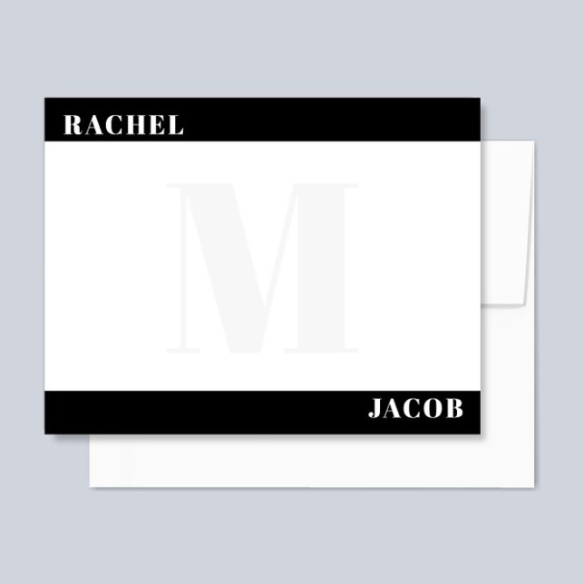 Modern Minimalist His & Hers Monogram Stationery Note Card (Creator Uploaded)