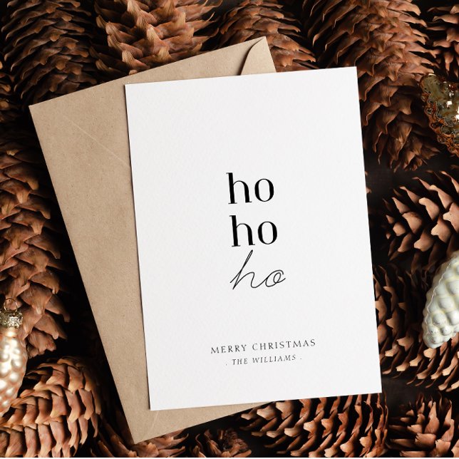 Modern Minimalist Ho ho ho Christmas Holiday Card (Creator Uploaded)