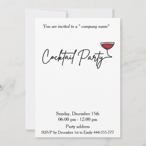 Modern minimalist holiday cocktail party corporate invitation