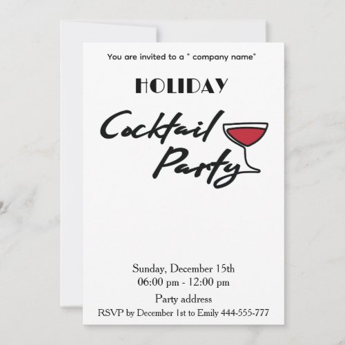 Modern minimalist holiday cocktail party corporate invitation