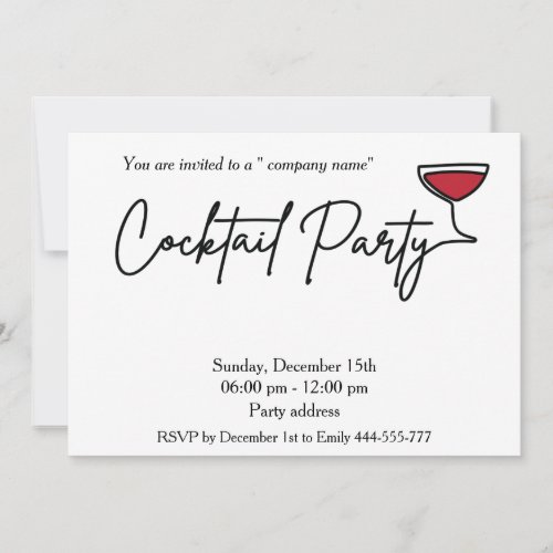 Modern minimalist holiday cocktail party corporate invitation