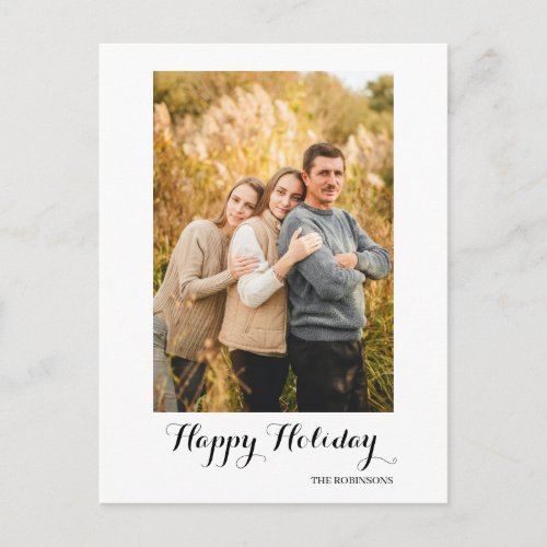 Modern Minimalist Holiday Family Photo Postcards