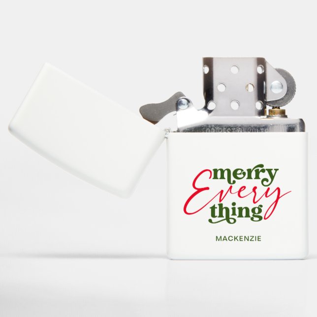 Modern Minimalist Holiday Merry Everything Zippo Lighter (Opened)